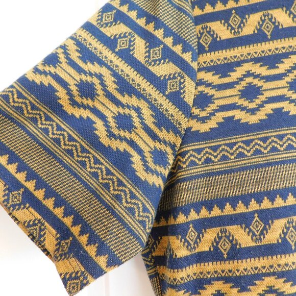 LuLaRoe Large Amelia Chevron Navy/Gold Pleated Dress w/Pockets Zip up back - Picture 3 of 10